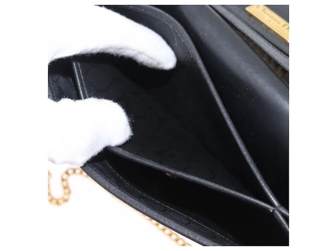 Borsa a spalla con catena Christian Dior in pelle nera e oro Auth fm5129 Nero D'oro - vista 20