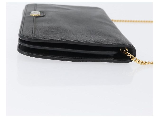 Borsa a spalla con catena Christian Dior in pelle nera e oro Auth fm5129 Nero D'oro - vista 3