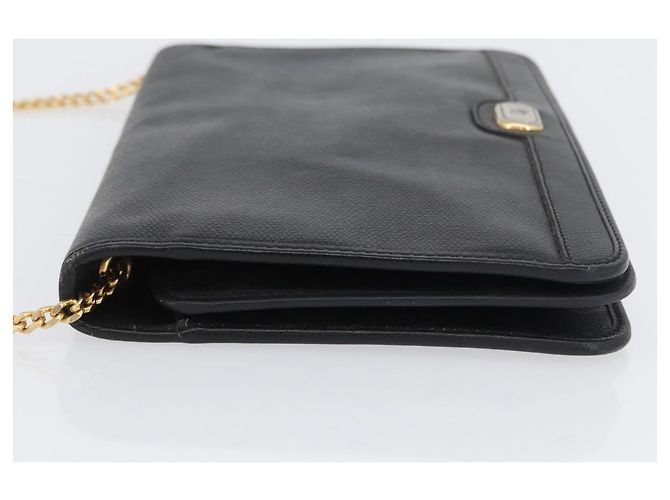 Borsa a spalla con catena Christian Dior in pelle nera e oro Auth fm5129 Nero D'oro - vista 4