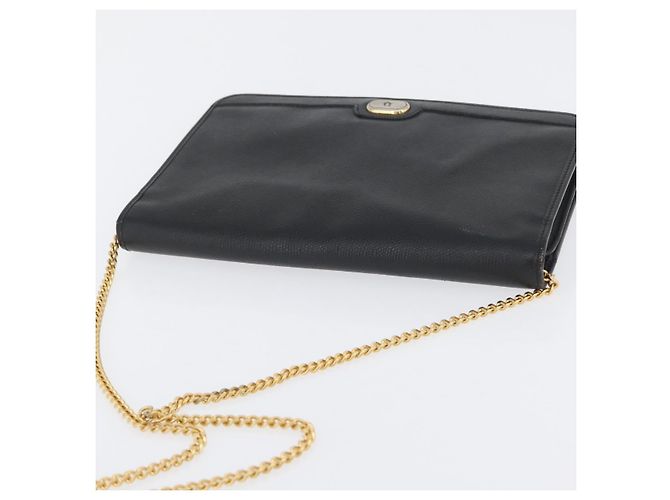 Borsa a spalla con catena Christian Dior in pelle nera e oro Auth fm5129 Nero D'oro - vista 6