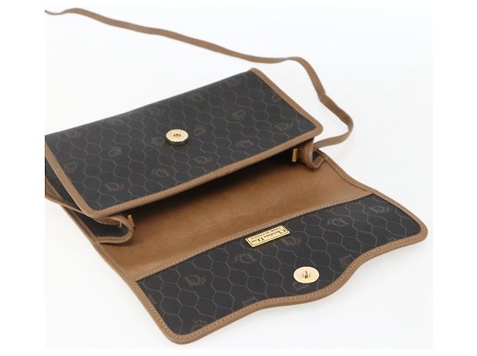 Borsa a spalla in tela a nido d'ape PVC nera e oro Christian Dior Auth fm5132 Nero D'oro - vista 10