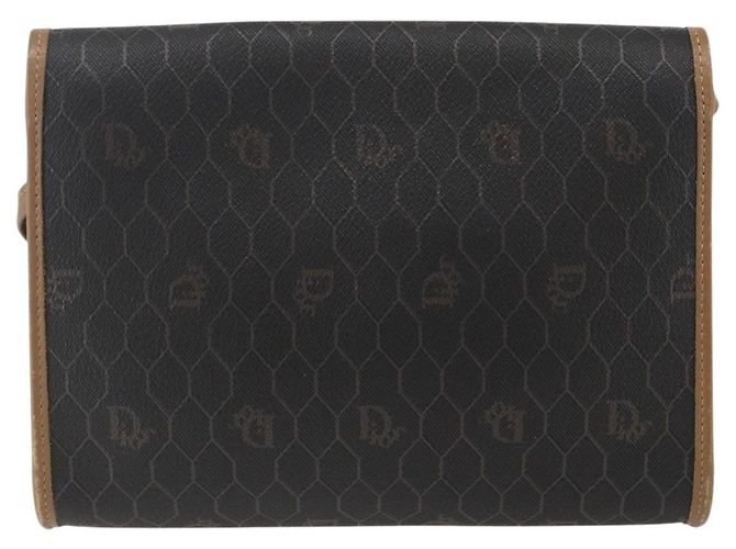 Borsa a spalla in tela a nido d'ape PVC nera e oro Christian Dior Auth fm5132 Nero D'oro - vista 2