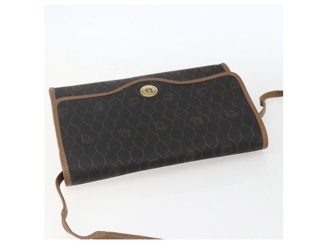 Borsa a spalla in tela a nido d'ape PVC nera e oro Christian Dior Auth fm5132 Nero D'oro - vista 6