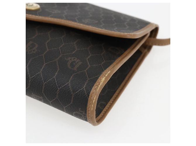 Borsa a spalla in tela a nido d'ape PVC nera e oro Christian Dior Auth fm5132 Nero D'oro - vista 9