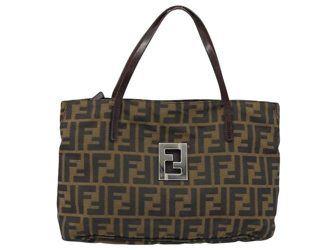 FENDI Zucca Canvas Handtasche Braun Schwarz Auth ep13529 - Ansicht 13