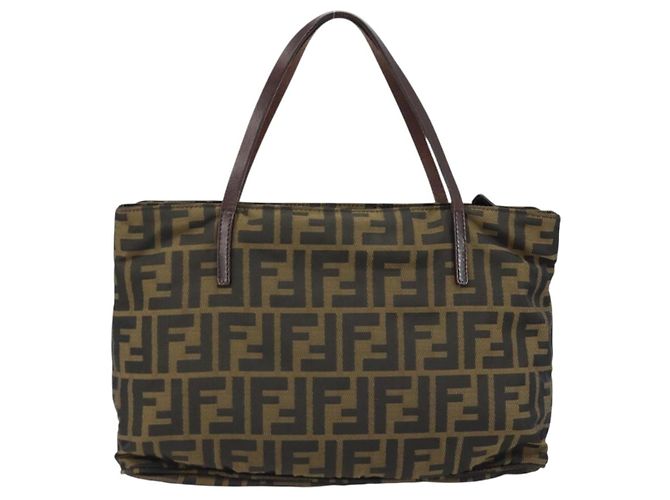 FENDI Zucca Canvas Handtasche Braun Schwarz Auth ep13529 - Ansicht 2