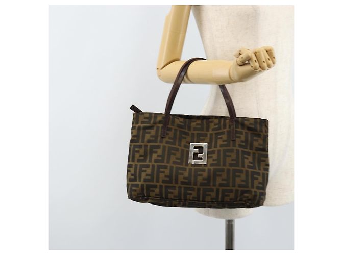 FENDI Zucca Canvas Handtasche Braun Schwarz Auth ep13529 - Ansicht 24