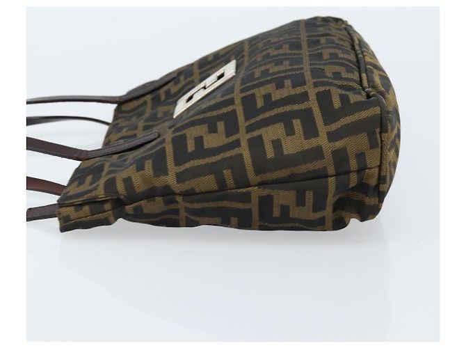 FENDI Zucca Canvas Handtasche Braun Schwarz Auth ep13529 - Ansicht 4