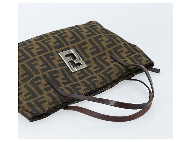 FENDI Zucca Canvas Handtasche Braun Schwarz Auth ep13529 - Ansicht 6