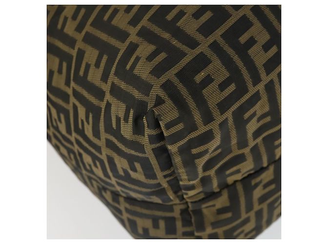 Borsa Tote Boston in Tela Zucca FENDI Nera Marrone Oro Auth am10607 Nero D'oro - vista 14