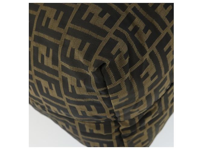 Borsa Tote Boston in Tela Zucca FENDI Nera Marrone Oro Auth am10607 Nero D'oro - vista 16