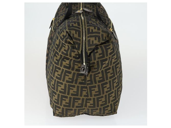 Borsa Tote Boston in Tela Zucca FENDI Nera Marrone Oro Auth am10607 Nero D'oro - vista 3
