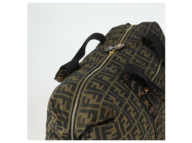 Borsa Tote Boston in Tela Zucca FENDI Nera Marrone Oro Auth am10607 Nero D'oro - vista 6