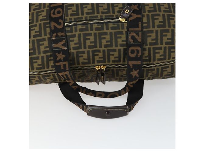 Borsa Tote Boston in Tela Zucca FENDI Nera Marrone Oro Auth am10607 Nero D'oro - vista 7