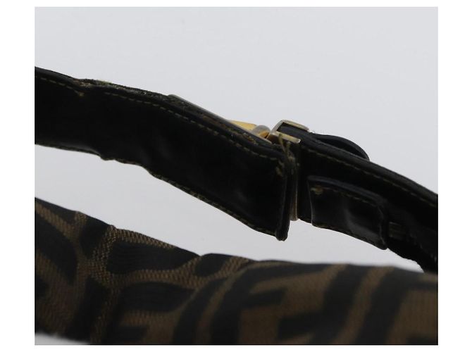 Borsa a mano in tela Zucca FENDI nera e marrone Auth 168429 Nero - vista 14
