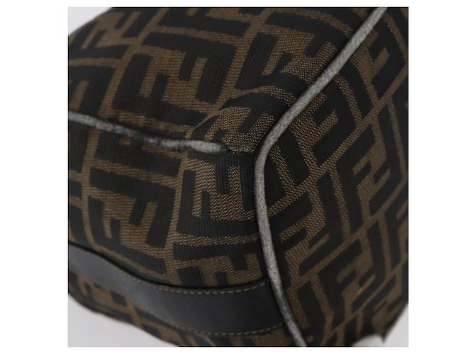 Borsa a mano in tela Zucca FENDI nera e marrone Auth 168429 Nero - vista 16