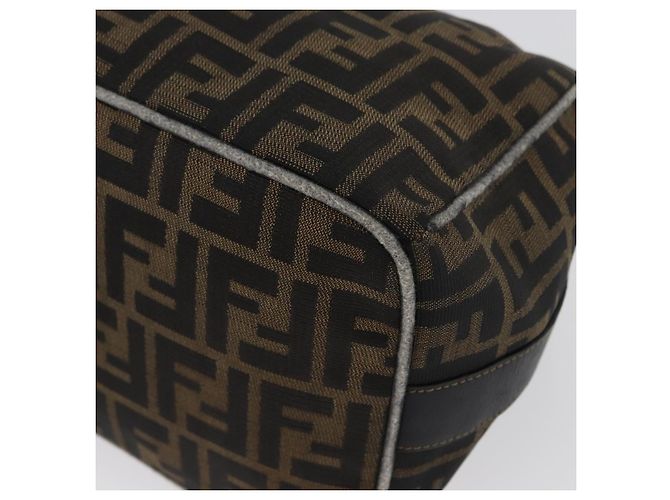 Borsa a mano in tela Zucca FENDI nera e marrone Auth 168429 Nero - vista 17