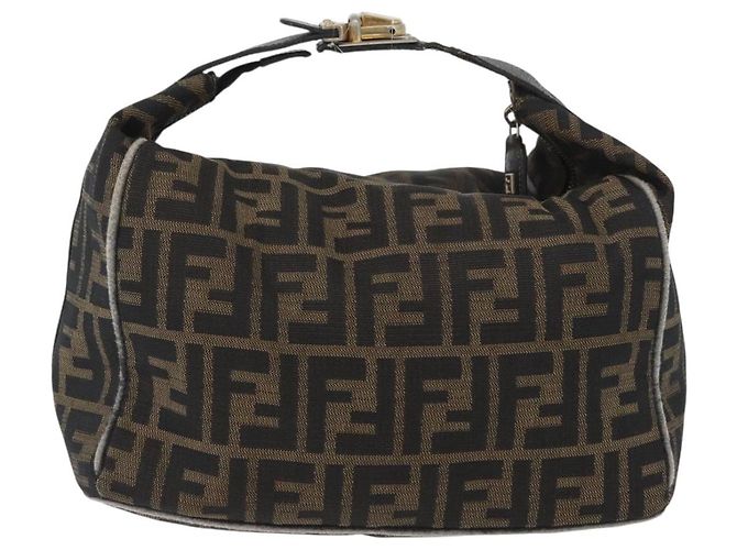 Borsa a mano in tela Zucca FENDI nera e marrone Auth 168429 Nero - vista 2