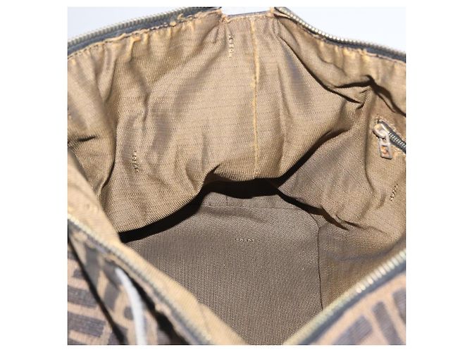 Borsa a mano in tela Zucca FENDI nera e marrone Auth 168429 Nero - vista 21