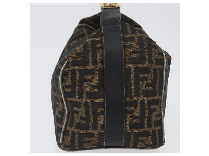 Borsa a mano in tela Zucca FENDI nera e marrone Auth 168429 Nero - vista 4