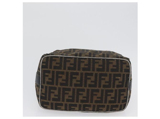 Borsa a mano in tela Zucca FENDI nera e marrone Auth 168429 Nero - vista 5