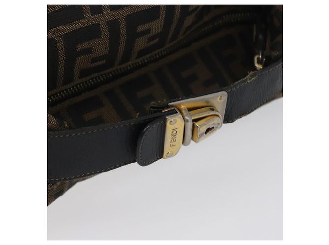 Borsa a mano in tela Zucca FENDI nera e marrone Auth 168429 Nero - vista 7