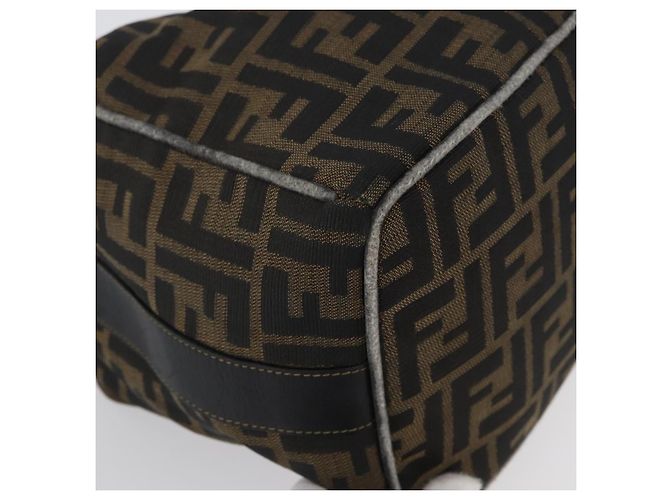 Borsa a mano in tela Zucca FENDI nera e marrone Auth 168429 Nero - vista 8
