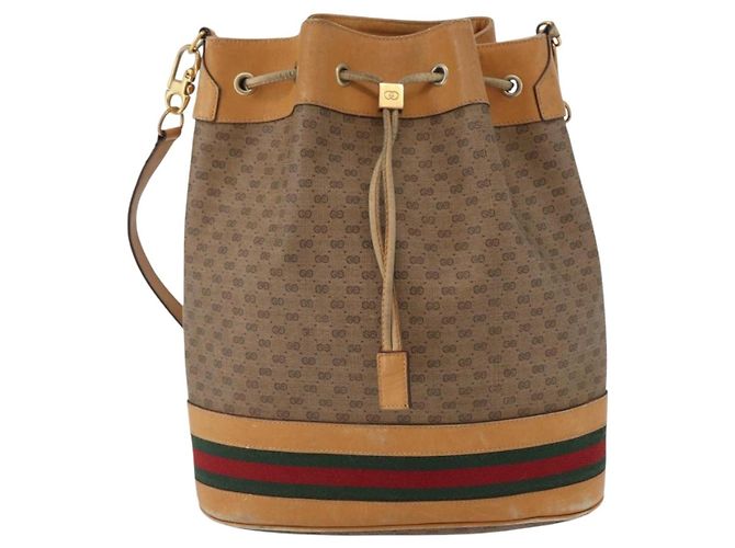 Bolso Sherry Line en PVC Beige Micro GG Supreme Web de GUCCI 001 58 4793 Auth BA10427 Dorado - vista 13