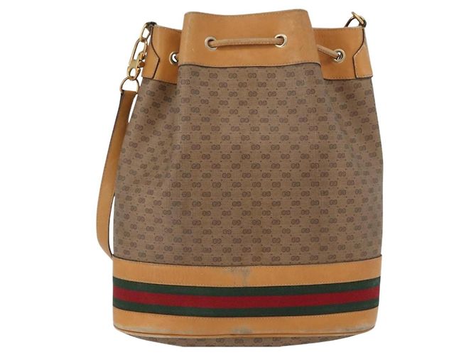 Bolso Sherry Line en PVC Beige Micro GG Supreme Web de GUCCI 001 58 4793 Auth BA10427 Dorado - vista 2
