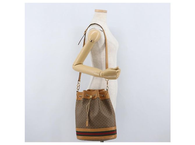 Bolso Sherry Line en PVC Beige Micro GG Supreme Web de GUCCI 001 58 4793 Auth BA10427 Dorado - vista 23