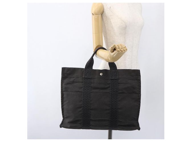 Hermès HERMES Handtasche Her Line MM Canvas Grau Silber Auth th6604 Braun - Ansicht 20