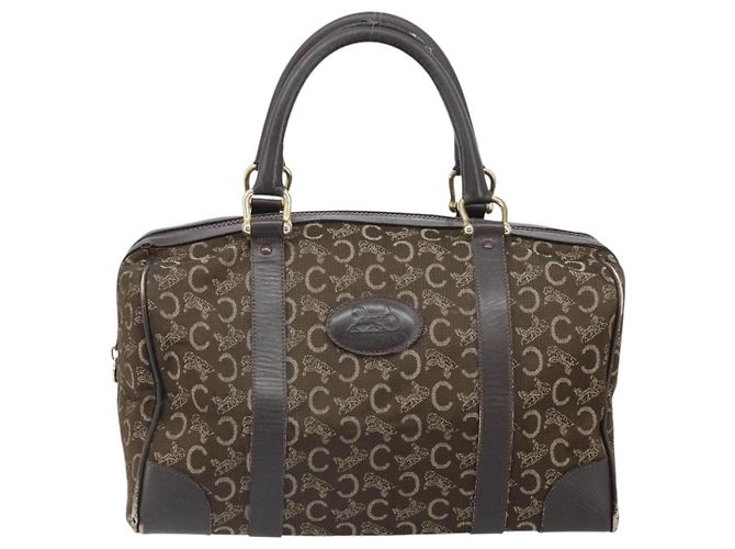 Céline Borsa a mano Celine C Sulky in tela marrone e oro Auth 172249 D'oro - vista 13