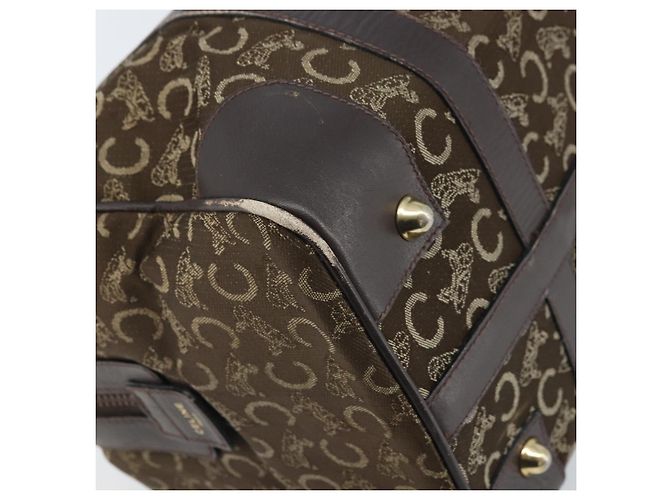 Céline Borsa a mano Celine C Sulky in tela marrone e oro Auth 172249 D'oro - vista 16