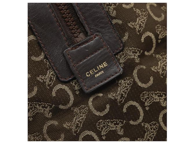 Céline Borsa a mano Celine C Sulky in tela marrone e oro Auth 172249 D'oro - vista 17
