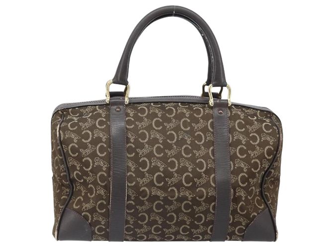 Céline Borsa a mano Celine C Sulky in tela marrone e oro Auth 172249 D'oro - vista 2