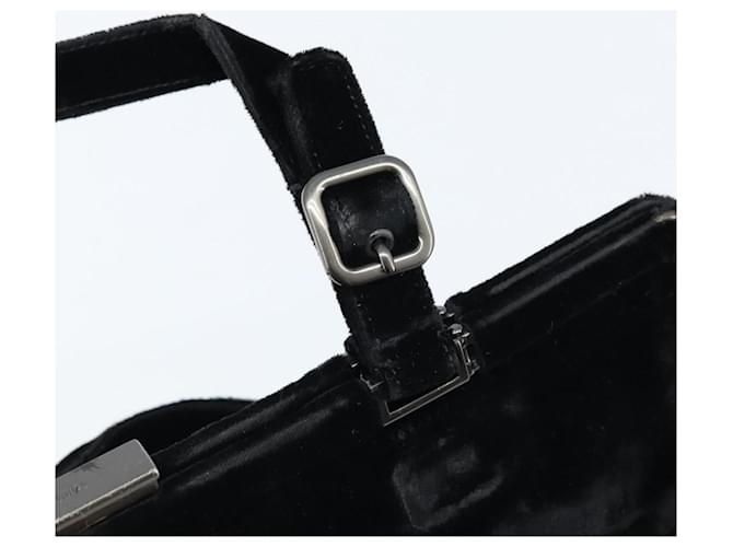 PRADA Borsa a Mano Velluto Nero Argento Auth bs33444 - vista 10