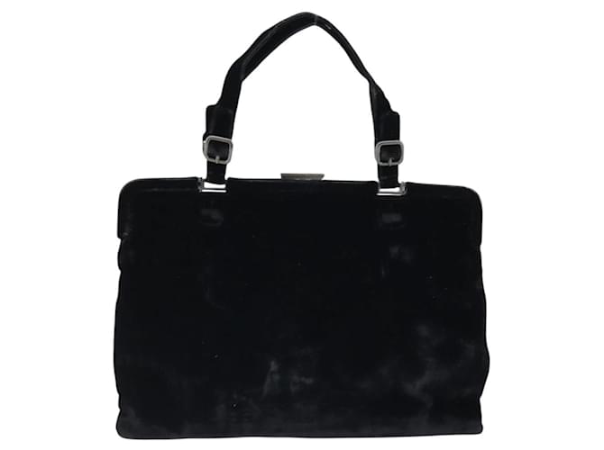 PRADA Borsa a Mano Velluto Nero Argento Auth bs33444 - vista 13