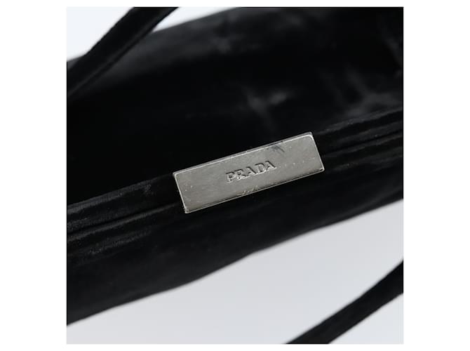 PRADA Borsa a Mano Velluto Nero Argento Auth bs33444 - vista 18