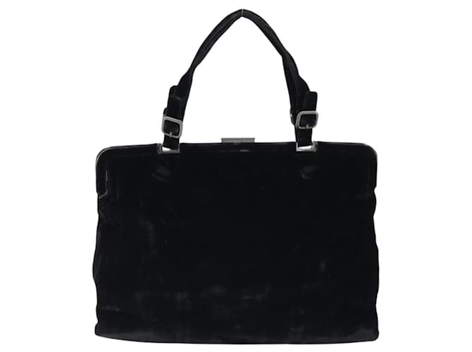 PRADA Borsa a Mano Velluto Nero Argento Auth bs33444 - vista 2