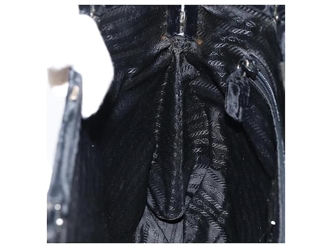 PRADA Borsa a Mano Velluto Nero Argento Auth bs33444 - vista 21