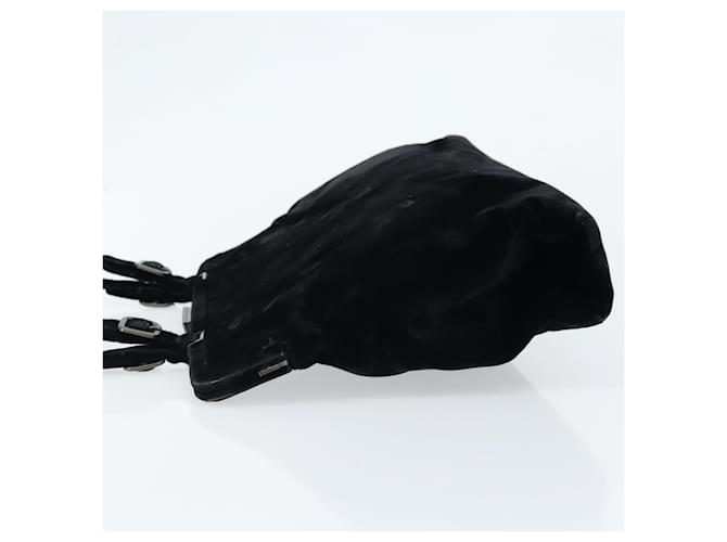 PRADA Borsa a Mano Velluto Nero Argento Auth bs33444 - vista 4