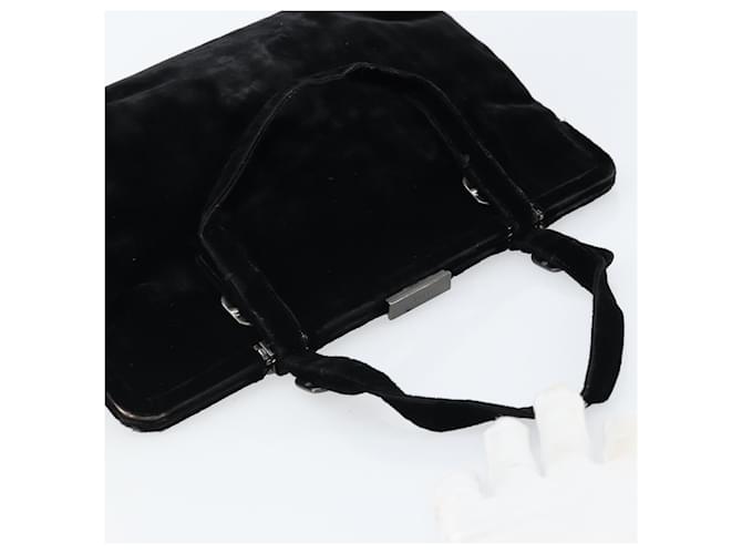 PRADA Borsa a Mano Velluto Nero Argento Auth bs33444 - vista 6