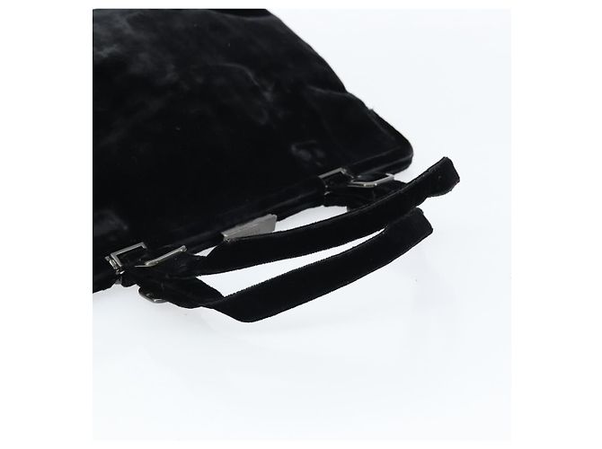 PRADA Borsa a Mano Velluto Nero Argento Auth bs33444 - vista 7