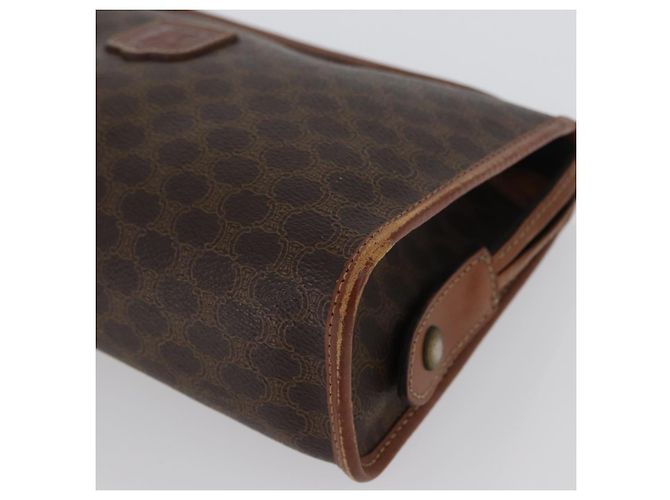 Céline Clutch in tela Macadam CELINE in pelle PVC marrone oro Auth 173483 D'oro - vista 14
