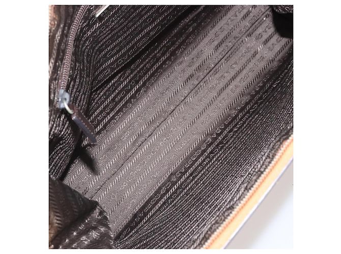PRADA Borsa a mano in pelle marrone argento Auth 172276 - vista 10