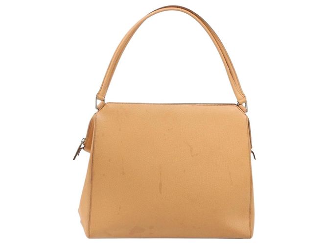 PRADA Borsa a mano in pelle marrone argento Auth 172276 - vista 13