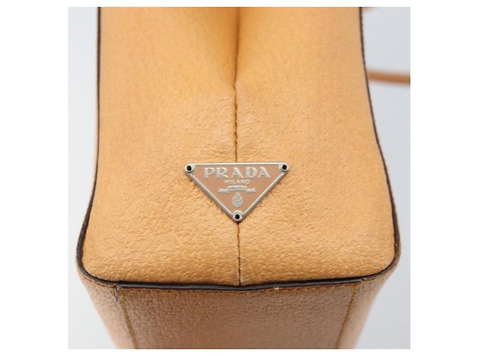 PRADA Borsa a mano in pelle marrone argento Auth 172276 - vista 18