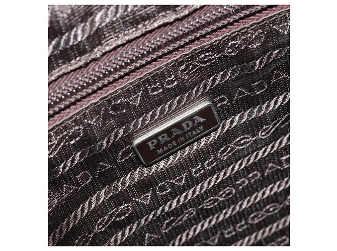 PRADA Borsa a mano in pelle marrone argento Auth 172276 - vista 19
