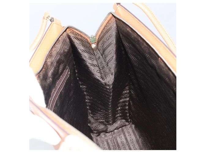 PRADA Borsa a mano in pelle marrone argento Auth 172276 - vista 20