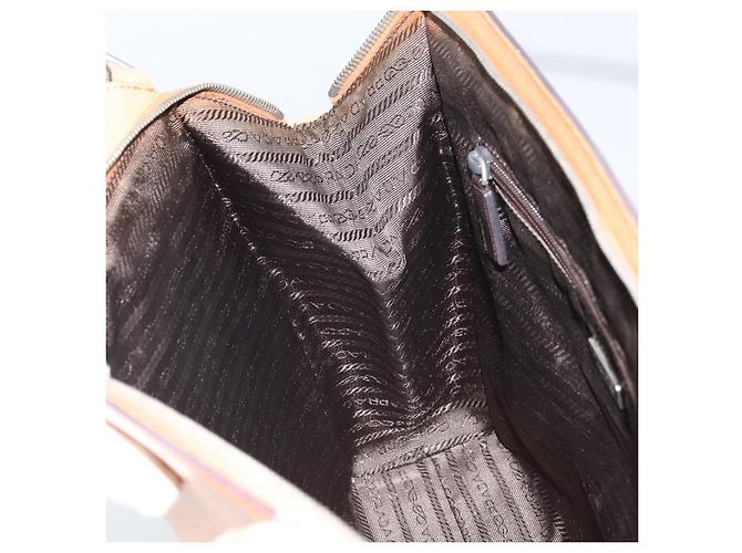 PRADA Borsa a mano in pelle marrone argento Auth 172276 - vista 21